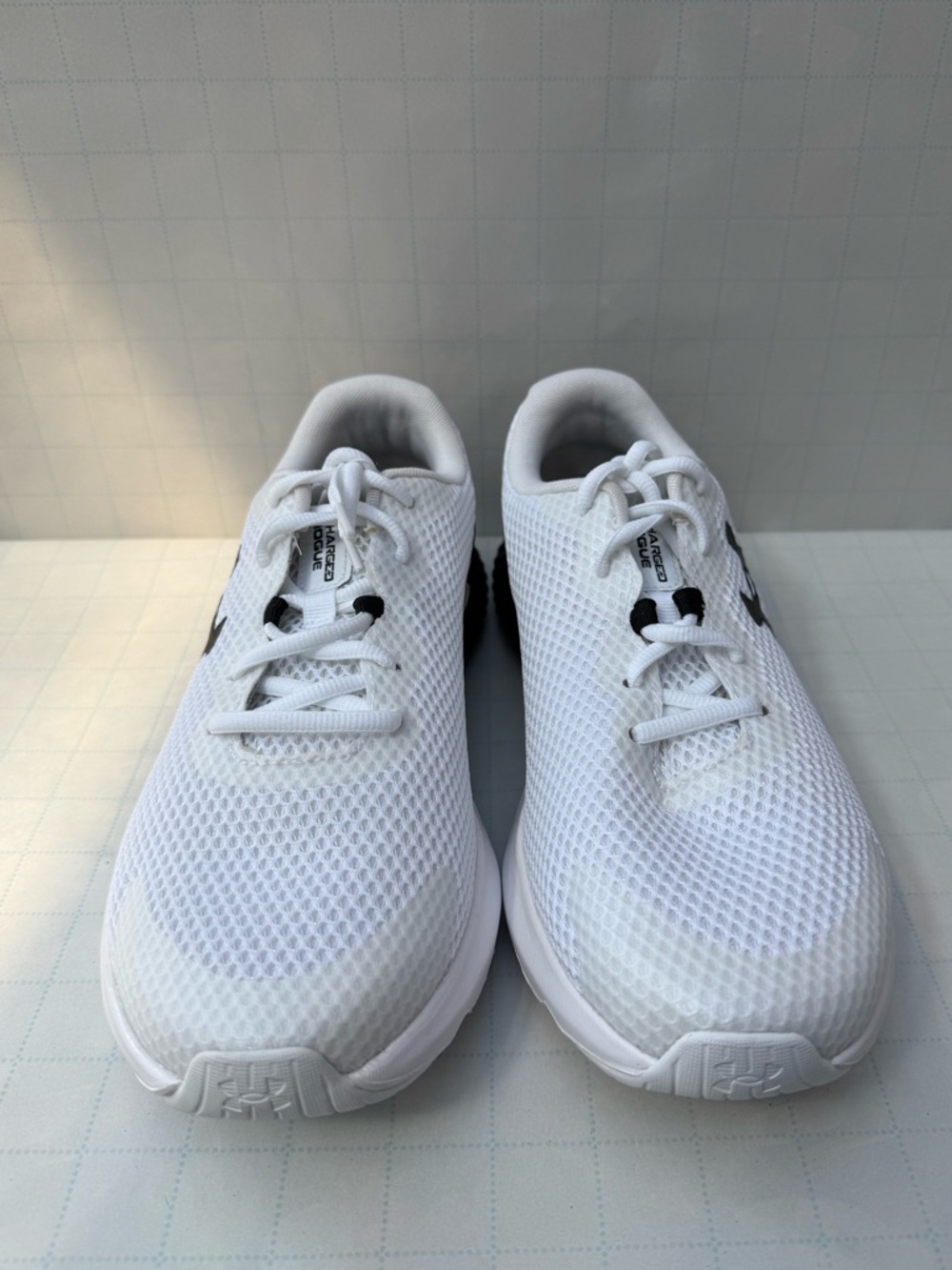 Under Armour Charged Rogue - Comfort Deluxe - White & BLK Mesh Training Sneakers - Picture 5 of 9